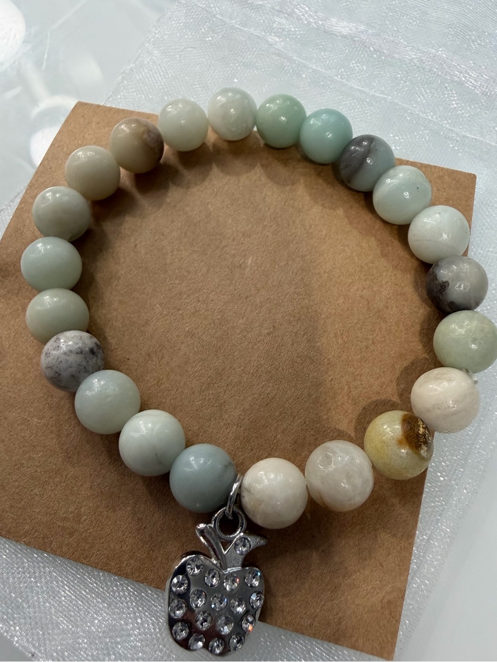 Beaded Apple Charm Bracelet  great for teacher appreciation week